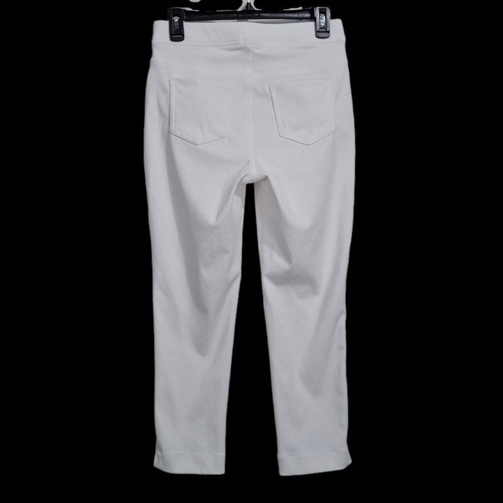 Time and Tru Pants M S White Cropped Stretch Pull On Pockets Casual Career - Picture 2 of 11